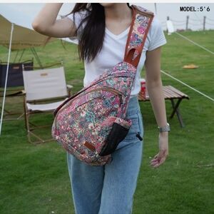BAOSHA Floral Pattern Sling Backpack
